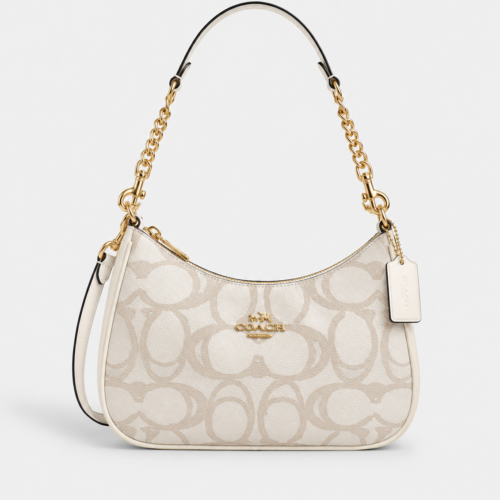 Coach Eliza Signature Canvas Shoulder Bag ~ Chalk Multi